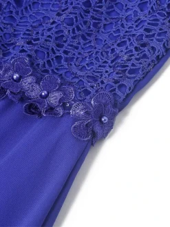 Women‘s Plus Size Curve Party Dress Lace Dress Sheath Dress Solid Color Long Dress Maxi Dress 3/4 Length Sleeve Lace Crew Neck Fashion Party Pink Blue Summer Spring L XL XXL 3XL -HANs Plus Size Style Shop orvewm1677652741977