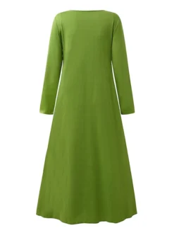 Women's Casual Dress Swing Dress Midi Dress Green Light Grey Dark Gray Long Sleeve Pure Color Ruched Winter Fall Spring U Neck Fashion Vacation 2023 S M L XL XXL 3XL -HANs Plus Size Style Shop orztci1685684645885