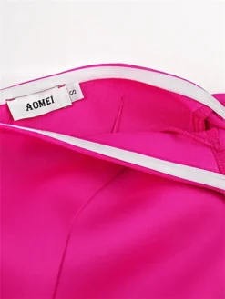 Women's Plus Size Curve Party Dress Bodycon Sheath Dress Plain Long Dress Maxi Dress Short Sleeve Split Bow V Neck Fashion Party Fuchsia Fall Winter XL XXL 3XL 4XL -HANs Plus Size Style Shop osduyd1694425978114