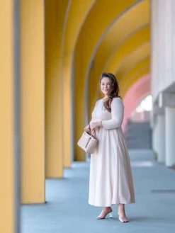 Women‘s Plus Size Curve Casual Dress Swing Dress Solid Color Long Dress Maxi Dress 3/4 Length Sleeve Lace Up Pocket Crew Neck Fashion Daily Yellow Red Spring Summer L XL XXL 3XL -HANs Plus Size Style Shop osmzkg1687232536979