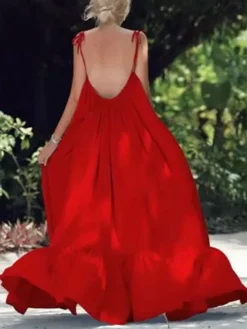 Women's Casual Dress Swing Dress Long Dress Maxi Dress Black White Yellow Sleeveless Pure Color Backless Summer Spring Fall Spaghetti Strap Fashion Vacation Loose Fit 2023 S M L XL 2XL 3XL 4XL 5XL -HANs Plus Size Style Shop ounheh1672313554270