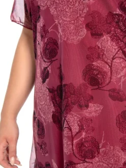 Women's Plus Size Party Dress Cocktail Dress Wedding Guest Dress Midi Dress Wine Blue Short Sleeve Floral Mesh Summer Spring Fall Crew Neck Fashion Wedding Guest Vacation Summer Dress 2023 L XL XXL -HANs Plus Size Style Shop ovfmms1694771299581