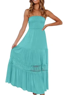 Women's Long Dress Maxi Dress Casual Dress Sheath Dress Swing Dress Pure Color Streetwear Casual Outdoor Holiday Date Ruched Patchwork Sleeveless Strapless Dress Slim Black White Yellow Summer Spring -HANs Plus Size Style Shop pceojc1683083771478