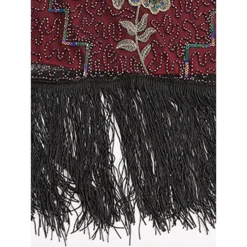 Women's Retro 1920s Fringe Dress Midi Dress Party Halloween Sequins Tassel Fringe Floral V Neck Sleeveless Regular Fit Spring Fall 2023 Black Red S M L XL -HANs Plus Size Style Shop pijxrb1692849481786