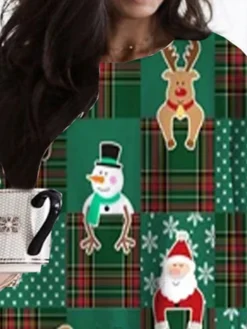 Women‘s Plus Size Christmas Dress Casual Dress Color Block Long Sleeve Winter Fall Casual Festival Mini Dress Going Out Dress -HANs Plus Size Style Shop plxuzw1667811300765