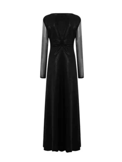 Women's Plus Size Curve Party Dress Sheath Dress Burgundy Dress Solid Color Plain Long Dress Maxi Dress Long Sleeve V Neck Fashion Party Black Wine Fall Winter L XL XXL 3XL 4XL -HANs Plus Size Style Shop pmwvgj1695018862471