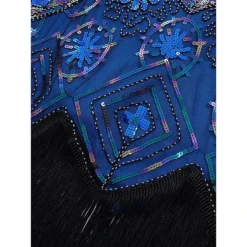 Women's Retro 1920s Fringe Dress Midi Dress Party Halloween Sequins Tassel Fringe Floral V Neck Sleeveless Regular Fit Spring Fall 2023 Black Pink S M L XL -HANs Plus Size Style Shop pnpzco1692849154198