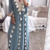 Women's Long Dress Maxi Dress Casual Dress Swing Dress Kaftan Dress Print Fashion Streetwear Outdoor Daily Vacation Tassel Fringe Patchwork Short Sleeve V Neck Dress Loose Fit Black White Light Purple