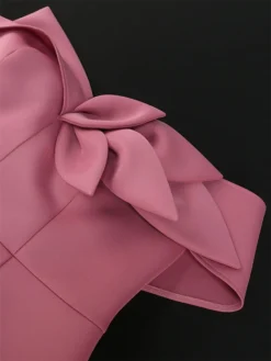 Women's Plus Size Curve Party Dress Bodycon Sheath Dress Plain Midi Dress Short Sleeve Backless Split One Shoulder Fashion Party Pink Spring Fall XL XXL 3XL 4XL -HANs Plus Size Style Shop prbwyc1694165777498