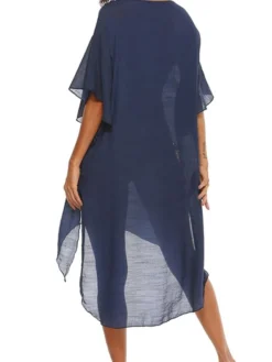 Women's Swimwear Cover Up Beach Dress Normal Swimsuit Splice Floral White Black Navy Blue V Wire Bathing Suits New Vacation Fashion /y / Modern -HANs Plus Size Style Shop prpihy1652335462401