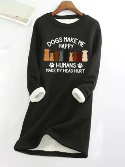 Women's Sweatshirt Dress Casual Dress Mini Dress Warm Fashion Outdoor Holiday Vacation Crew Neck Print Animal Print Loose Fit Black S M L XL XXL