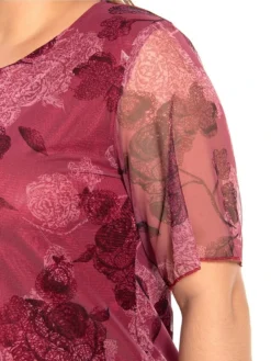 Women's Plus Size Party Dress Cocktail Dress Wedding Guest Dress Midi Dress Wine Blue Short Sleeve Floral Mesh Summer Spring Fall Crew Neck Fashion Wedding Guest Vacation Summer Dress 2023 L XL XXL -HANs Plus Size Style Shop pwhtec1694771297702