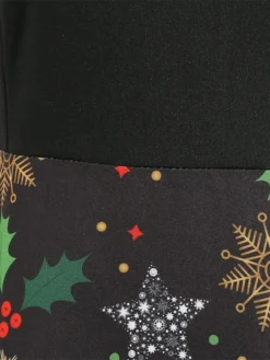 Women's Christmas Casual Dress Knee Length Dress Black Long Sleeve SnowflakeTree Animal Bow Print Fall Winter Crew Neck Stylish Casual Modern 2022 S M L XL XXL -HANs Plus Size Style Shop pymeyz1661418255613