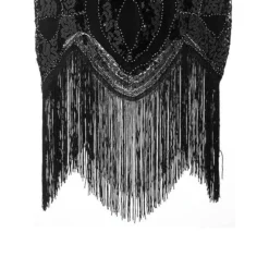 Women's Retro 1920s Fringe Dress Midi Dress Party Halloween Sequins Tassel Fringe Geometric Crewneck Sleeveless Regular Fit Spring Fall 2023 Black Red S M L XL -HANs Plus Size Style Shop pzkucl1692849060331