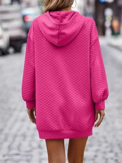 Women's Casual Dress Hoodie Dress Winter Dress Mini Dress Pocket Daily Date Going Out Active Fashion Hooded Long Sleeve 2023 Loose Fit Black Wine Navy Blue Color S M L XL XXL Size -HANs Plus Size Style Shop qahngg1694601030571