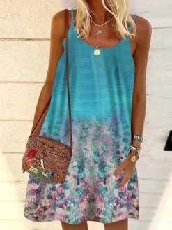 Women's Shift Dress Midi Dress Vintage Purple Vintage Green Vintage Gray Sleeveless Print Print Summer Spring Crew Neck Casual Daily 2023 S M L XL XXL 3XL 4XL 5XL -HANs Plus Size Style Shop qauaay1620187129079