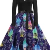 Women's Christmas Swing Dress Vintage Dress Midi Dress Green Blue Purple Long Sleeve Santa Claus Bow Winter Fall Autumn V Neck Fashion Daily Date 2022 S M L XL XXL 3XL
