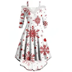 Women's Christmas Swing Dress Skater Dress Green Red Black Long Sleeve Pure Color Cold Shoulder Plus High Low Winter Fall V Neck Classic ModernFall Dress Slim 2022 S M L XL 2XL 3XL / Winter Dress -HANs Plus Size Style Shop qdyuav1667893896131