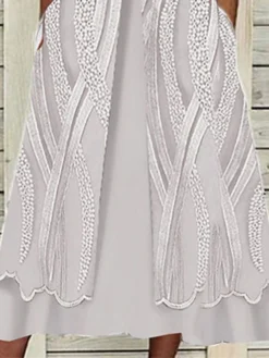 Women‘s Casual Dress Print Dress Midi Dress Blue Purple Pink Short Sleeve Striped Mesh Spring Summer V Neck Weekend Loose Fit 2023 S M L XL XXL -HANs Plus Size Style Shop qekicb1645255684922