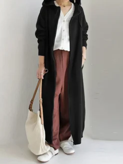 Women's Casual Dress Hoodie Dress Shift Dress Long Dress Maxi Dress Pocket Outdoor Street Daily Active Fashion Hooded Long Sleeve 2023 Loose Fit Black Brown Gray Color S M L XL XXL Size -HANs Plus Size Style Shop qftpbi1692776287047