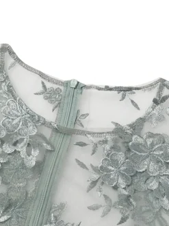 Women's Plus Size Curve Wedding Guest Dress Lace A Line Dress Floral Round Neck Lace 3/4 Length Sleeve Spring Summer Casual Mother‘s Day Knee Length Dress Daily Holiday Dress -HANs Plus Size Style Shop qgbcju1693288350463