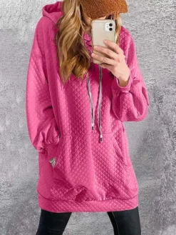 Women's Casual Dress Hoodie Dress Black Dress Mini Dress Pocket Outdoor Street Daily Active Fashion Hooded Long Sleeve 2023 Loose Fit Black Red Blue Color S M L XL XXL Size -HANs Plus Size Style Shop qhmods1692862186155