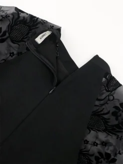 Women's Plus Size Curve Party Dress Black Dress Formal Dress Plain Long Dress Maxi Dress Long Sleeve Lace Stand Collar Fashion Party Black Fall Winter XL XXL 3XL 4XL -HANs Plus Size Style Shop qibkcb1694151482481