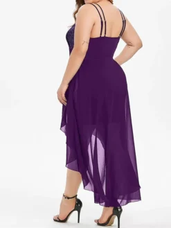 Women's Plus Size Prom Dress Party Dress Sequin Dress Long Dress Maxi Dress Black Wine Purple Sleeveless Pure Color Sequins Spring Fall Winter Spaghetti Strap Fashion Wedding Guest Birthday Evening -HANs Plus Size Style Shop qkqmac1692177427053