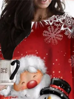 Women‘s Plus Size Christmas Dress Casual Dress Santa Claus Long Sleeve Winter Fall Casual Festival Mini Dress Going Out Dress -HANs Plus Size Style Shop qnfqsn1667811236900