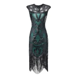 Women's Retro 1920s Fringe Dress Midi Dress Party Halloween Sequins Tassel Fringe Geometric Crewneck Sleeveless Regular Fit Spring Fall 2023 Black Red S M L XL -HANs Plus Size Style Shop qptvub1692849053989