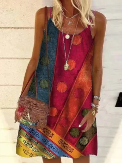 Women's Shift Dress Midi Dress Vintage Purple Vintage Green Vintage Gray Sleeveless Print Print Summer Spring Crew Neck Casual Daily 2023 S M L XL XXL 3XL 4XL 5XL -HANs Plus Size Style Shop qsmbgi1620187127005