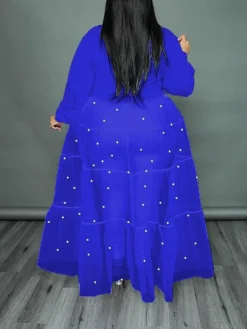 Women‘s Plus Size Curve Flattering Dresses Elegant Apple Shaped Dress Wedding Guest Casual Dress Swing Dress Polka Dot Long Dress Maxi Dress Long Sleeve Mesh Stand Collar Basic Daily Spring Summer -HANs Plus Size Style Shop qugwri1672824082603