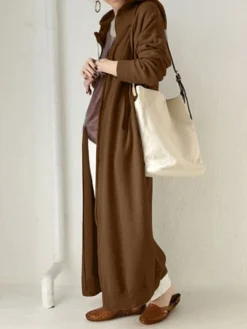Women's Casual Dress Hoodie Dress Shift Dress Long Dress Maxi Dress Pocket Outdoor Street Daily Active Fashion Hooded Long Sleeve 2023 Loose Fit Black Brown Gray Color S M L XL XXL Size -HANs Plus Size Style Shop qvifpg1692776286068