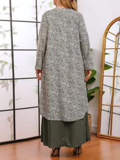 Women's Plus Size Curve Casual Dress A Line Dress Floral Dress Solid Color Floral Long Dress Maxi Dress Long Sleeve Fake Two Piece Crew Neck Fashion Party Green Fall Winter XL XXL 3XL 4XL -HANs Plus Size Style Shop qzllrn1695018767703