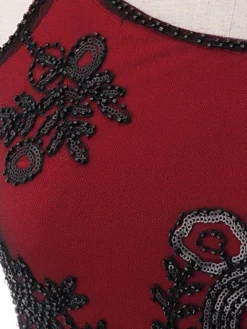 Women's Retro 1920s Fringe Dress Midi Dress Party Halloween Sequins Tassel Fringe Floral Spaghetti Strap Sleeveless Regular Fit Spring Fall 2023 Silver Red S M L XL -HANs Plus Size Style Shop ravoqq1693206894319