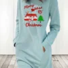 Women‘s Christmas Casual Dress Hoodie Dress Light Blue Grey White Long Sleeve Letter Pocket Print Winter Fall Crew Neck Stylish Casual Fall Dress Loose Fit 2022 S M L XL 2XL / Cotton / Winter Dress
