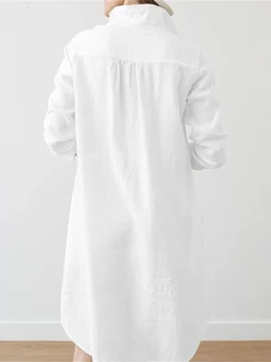Women's Plus Size Curve Shirt Dress Casual Dress Solid Color Midi Dress Long Sleeve Ruched Shirt Collar Fashion Outdoor White Brown Fall Winter L XL XXL 3XL 4XL -HANs Plus Size Style Shop rkllsh1693970751753