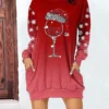 Women's Casual Dress Christmas Dress Hoodie Dress Letter Print Pocket Print Hooded Mini Dress Active Fashion Outdoor Christmas Long Sleeve Loose Fit Light Pink Black Red Fall S M L XL XXL