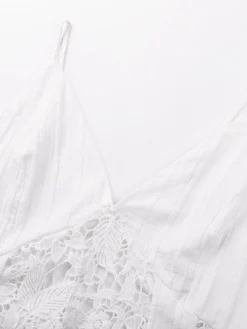 Women's Party Dress Lace Dress Cocktail Dress Mini Dress White Sleeveless Pure Color Lace Summer Spring Fall Deep V Fashion Birthday Wedding Guest Summer Dress Slim 2023 S M L XL -HANs Plus Size Style Shop rlim1598022257635