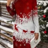 Women's Christmas Dress Casual Dress Mini Dress Active Fashion Outdoor Christmas Holiday Crew Neck Print Snowflake Deer Loose Fit Wine Red Blue S M L XL XXL