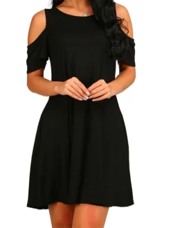 Women's Casual Dress T Shirt Dress Tee Dress Shift Dress Plain Pocket Cut Out Crew Neck Mini Dress Active Streetwear Outdoor Daily Short Sleeve Regular Fit Black White Green Spring Summer S M L XL XXL -HANs Plus Size Style Shop rppsvt1675412182364