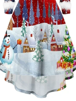 Women‘s Christmas Casual Dress Vintage Dress Light Red Red Long Sleeve Letter Feather Winter Fall Autumn V Neck Modern Daily Vacation 2022 S M L XL XXL -HANs Plus Size Style Shop rpqmqh1667562080139