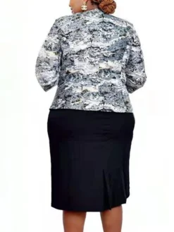 Women‘s Plus Size Curve Work Dress Leaf Crew Neck 3/4 Length Sleeve Spring Fall Stylish Work Knee Length Dress Vacation Going Out Dress -HANs Plus Size Style Shop rslqex1663740851115