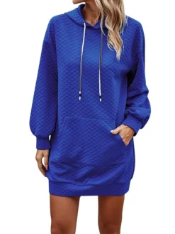 Women's Casual Dress Hoodie Dress Winter Dress Mini Dress Pocket Daily Date Going Out Active Fashion Hooded Long Sleeve 2023 Loose Fit Black Wine Navy Blue Color S M L XL XXL Size -HANs Plus Size Style Shop rsscde1694601021927