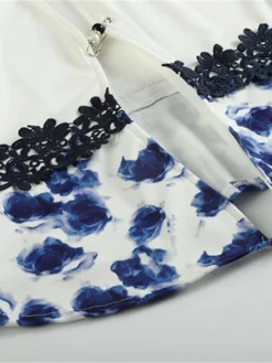 Women‘s Plus Size Curve Work Dress Floral Crew Neck Print 3/4 Length Sleeve Spring Fall Elegant Casual Midi Dress Formal Work Dress -HANs Plus Size Style Shop rtbffm1630916628885