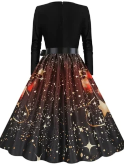 Women's Christmas Party Dress Swing DressKnee Length Dress Green Purple Wine Red Black Long Sleeve Santa Claus Elk Snowman Print Fall Winter V Neck Vintage Party Elegant Party 2022 S M L XL XXL 3XL -HANs Plus Size Style Shop rtjxal1665475509562