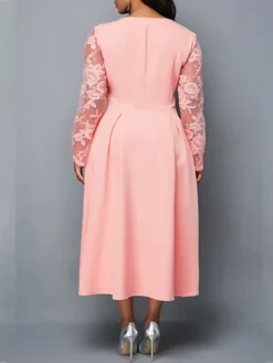 Women‘s Plus Size Curve Party Dress Pure Color Square Neck Long Sleeve Winter Fall Fashion Elegant Formal Midi Dress Party Evening Party Dress -HANs Plus Size Style Shop rtuptg1670211984699