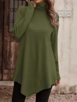 Women's Casual Dress Sweatshirt Dress Plain Dress Mini Dress Patchwork Daily Vacation Going Out Active Fashion Turtleneck Long Sleeve 2023 Loose Fit Black White Pink Color S M L XL XXL Size -HANs Plus Size Style Shop rvxzea1694594539202