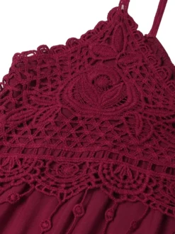 Women‘s Plus Size Curve Strap Casual Dress Solid Color V Neck Lace Sleeveless Spring Summer Dress Mini Dress Daily Fashion Loose Fit -HANs Plus Size Style Shop rwvjlb1693304492067