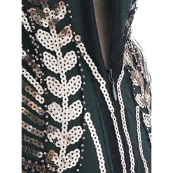 Women's Retro 1920s Fringe Dress Midi Dress Party Halloween Sequins Tassel Fringe Leaf Deep U Sleeveless Regular Fit Spring Fall 2023 Silver Black S M L XL -HANs Plus Size Style Shop rzdgpu1692858233117